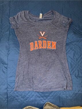 UVA Darden Heathered Navy Tee with Orange Logo
